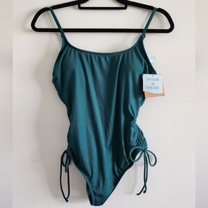 NWT Shade & Shore Kids Teal One Piece Swimsuit Medium